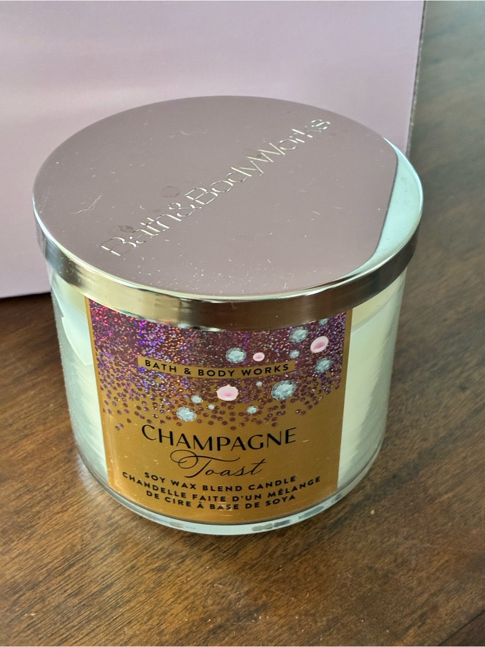 Bath & Body Works Champagne Toast 3-Wick Candle 14.5oz NWT Gold Lid